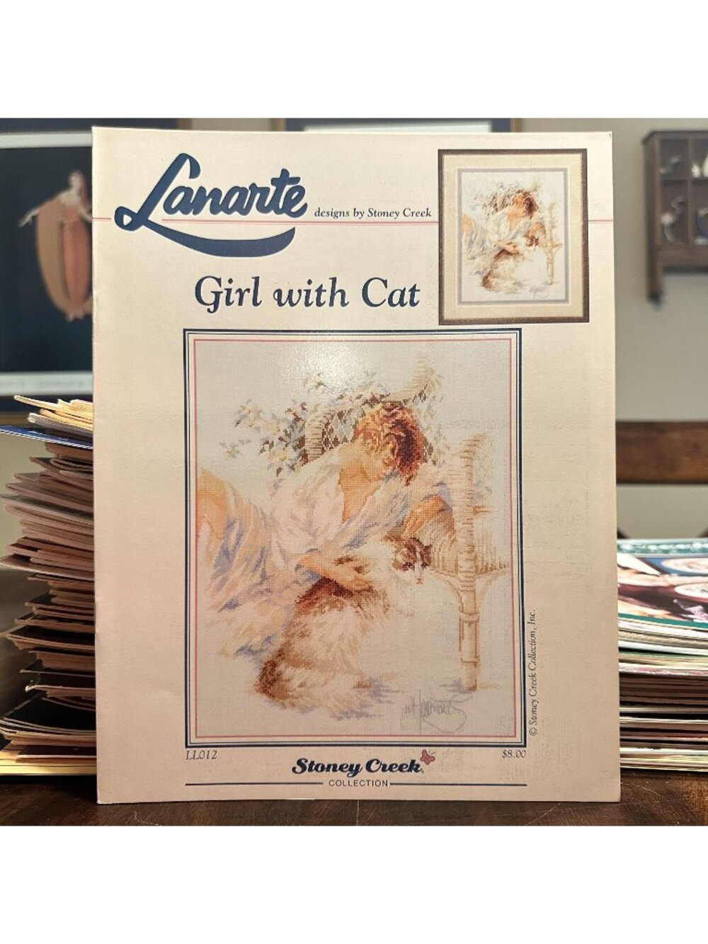 Lanarte Stoney Creek Girl With Cat Cross Stitch Pattern Booklet